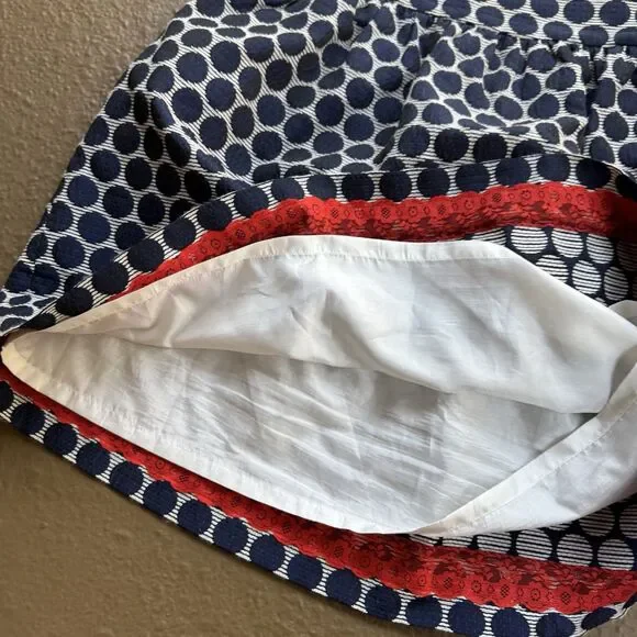 Kate Spade Bubble Skirt Sz 4 Navy Blue & White Lace Lined The Rules With Pockets - Picture 11 of 16